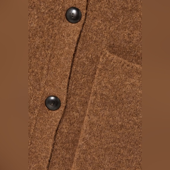 VINCE Patch Pocket Wool Cardigan in Tobacco Brown - Picture 6 of 12